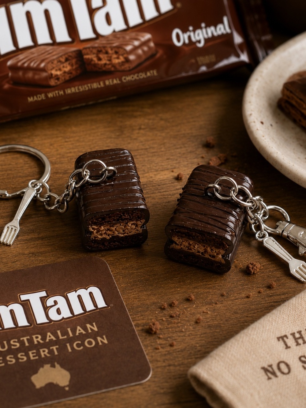 Tim Tam Keychain or Bag Clip | Handmade Australian Chocolate Biscuit Charm